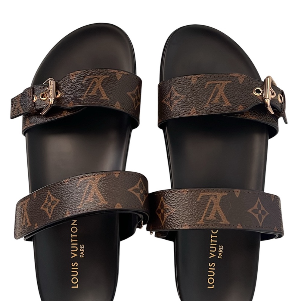 (Please read description) L V Black and Brown Monogram Slides